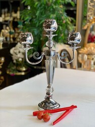 3 Kollu Ayaklı Silver Şamdan - Dekor Arya