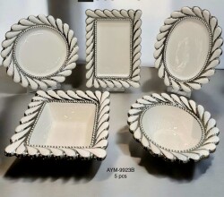 5 Li Seramik Servis Set Bella Gümüş - Deco Vien 