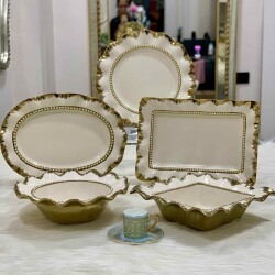 5 Li Seramik Servis Set Pera - Deco Vien 