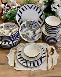 6 kişilik Modern Yemek Takımı Dark Blue - Deco Vien 