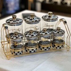7 Parça Cam Baharat Takımı Dama - Deco Vien 