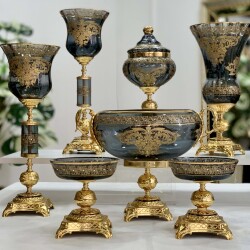 7 Parça Milano Salon Aksesuar Konsol Seti̇ Füme - Dekor Arya