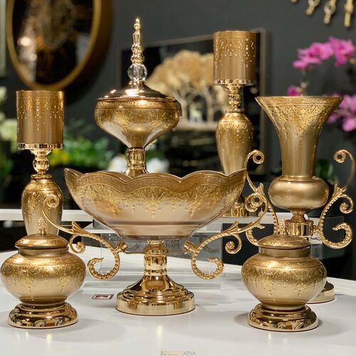 7 Parça Salon Konsol Aksesuar Seti Altın Gold - 2