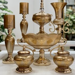7 Parça Salon Konsol Aksesuar Seti Altın Gold - 1