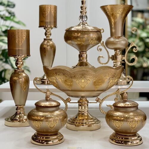 7 Parça Salon Konsol Aksesuar Seti Altın Gold - 1