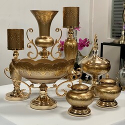 7 Parça Salon Konsol Aksesuar Seti Altın Gold - 3