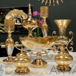 7 Parça Salon Konsol Aksesuar Seti Amber Bal - 3