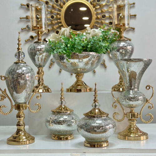 7 Parça Salon Konsol Aksesuar Seti Gold Gümüş - 2