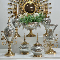 7 Parça Salon Konsol Aksesuar Seti Gold Gümüş - 3