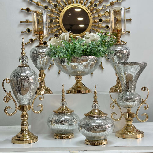 7 Parça Salon Konsol Aksesuar Seti Gold Gümüş - 3