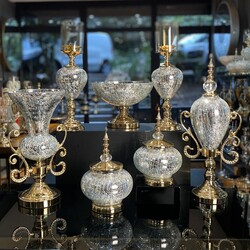 Dekor Arya - 7 Parça Salon Konsol Aksesuar Seti Gold Gümüş