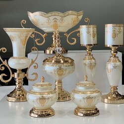 7 Parça Salon Konsol Aksesuar Seti Krem Gold - 4