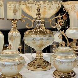 7 Parça Salon Konsol Aksesuar Seti Krem Gold - 3