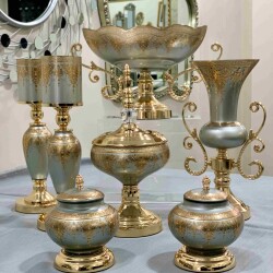 7 Parça Salon Konsol Aksesuar Seti Platin Gold - DEKOR ARYA 