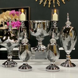 7 Parça Salon Konsol Aksesuar Seti Yaprak Silver - 4