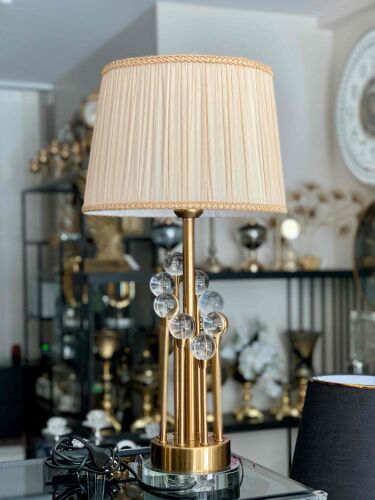 Abajur Lux 8 Küre Taşlı Antik Gold-Krem Başlık - 3