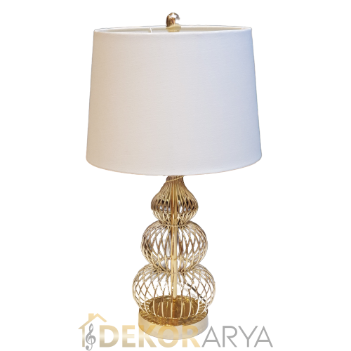 Altın Boğumlu Kafes Şekilli Abajur - 3