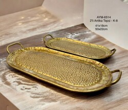 Antik Metal 2 Lİ Tepsi Gold - 2