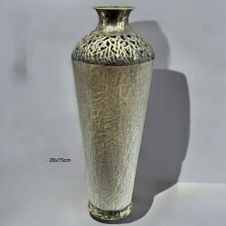 Arterra Grande Gümüş – Alüminyum Dekoratif Vazo (28x75 cm) - Dekor Arya