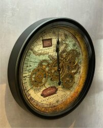 Atlas Haritalı Çarklı Duvar Saati 60 Cm - Dekor Arya