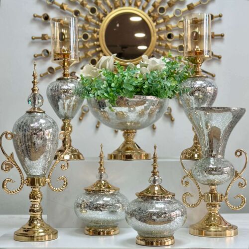 Aurora Luxe Silver Gold 7 Parça Salon Aksesuar Seti - 1