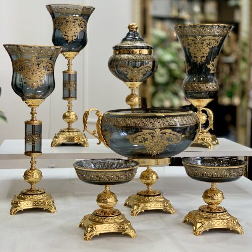 7 Parça Napoli̇ Salon Aksesuar Konsol Seti̇ Füme - 2