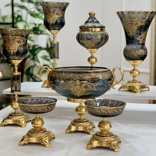 7 Parça Napoli̇ Salon Aksesuar Konsol Seti̇ Füme - 3