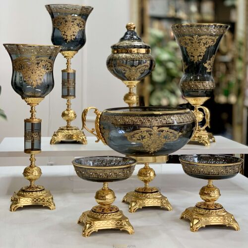 7 Parça Milano Salon Aksesuar Konsol Seti̇ Füme - 2