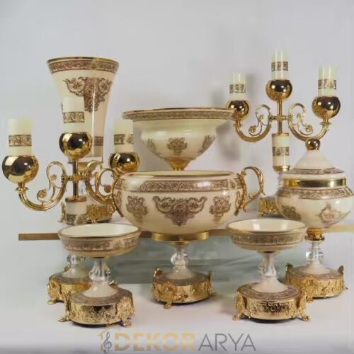 Dekorarya Milano Krem Salon Aksesuar Seti – 11 Parça - 2