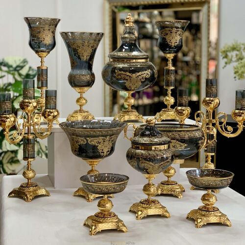 Napoli̇ 11 Parça Salon Konsol Aksesuar Seti̇ Füme - 5