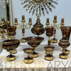 Milano 11 Parça Salon Konsol Aksesuar Seti̇ Kahve - 13