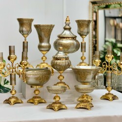 Napoli̇ 11 Parça Salon Konsol Aksesuar Seti̇ Platin - Dekor Arya