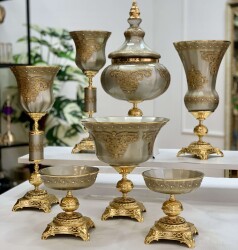 Napoli̇ 7 Parça Salon Konsol Aksesuar Seti̇ Platin - Dekor Arya