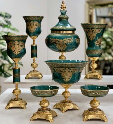 Napoli̇ 7 Parça Salon Konsol Aksesuar Seti̇ Zümrüt - Dekor Arya