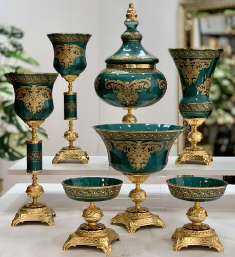 Napoli̇ 7 Parça Salon Konsol Aksesuar Seti̇ Zümrüt - 1