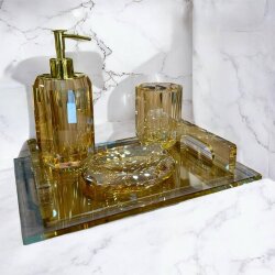 Aurora Amber Kare 4’lü Banyo Seti - Dekor Arya