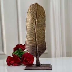 Bronz Altın İki Renk Geçişli Dekoratif Yaprak 55Cm   - 1