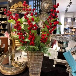 6’lı Yapay Kokina Dalı Demeti – Kırmızı Dekoratif Çiçek - Dekor Arya