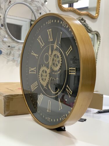 Çarklı Duvar Saati Siyah Gold 60 CM - 3