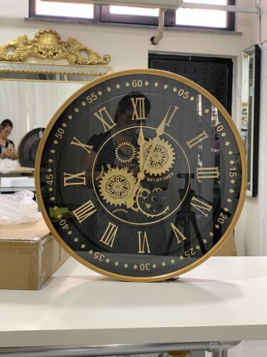 Çarklı Duvar Saati Siyah Gold 60 CM - 5