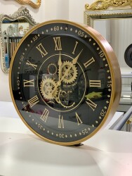 Çarklı Duvar Saati Siyah Gold 60 CM - 2