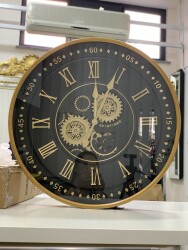 Çarklı Duvar Saati Siyah Gold 60 CM - 6