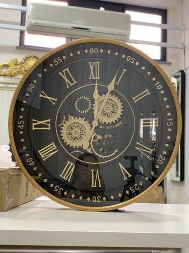 Çarklı Duvar Saati Siyah Gold 60 CM - 6