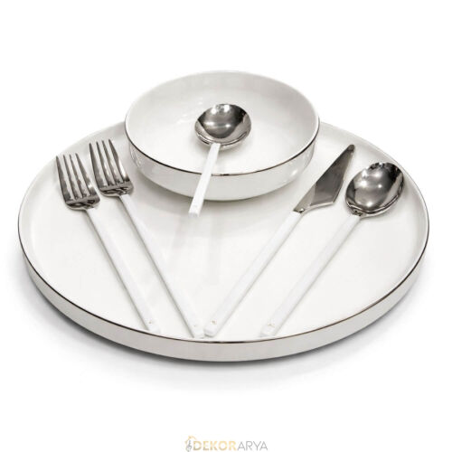 Milano 30 Parça Çatal Kaşık Takımı – Silver Beyaz, Modern & Şık Sofra Seti - 1