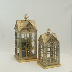 Nostaljik İkili Metal Antik Fener Seti - Dekor Arya