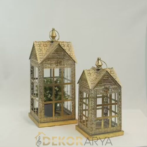 Nostaljik İkili Metal Antik Fener Seti - 1