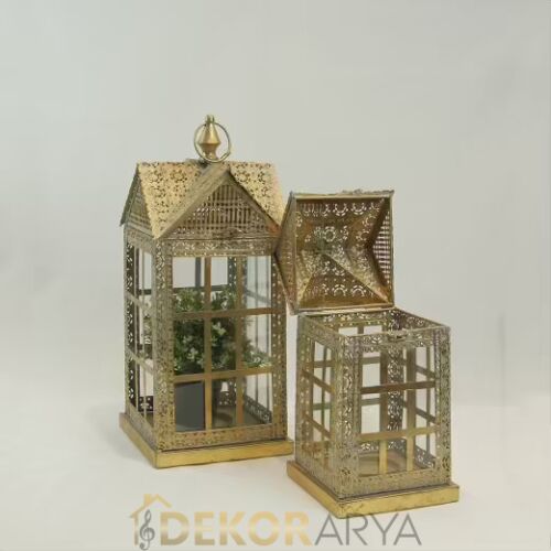 Nostaljik İkili Metal Antik Fener Seti - 2