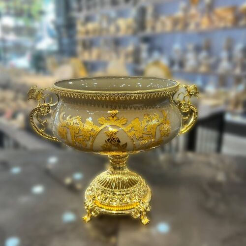 Kapiçino Gold Barok Lüks Kase – Çikolatalık & Aranjman Sunumu – 28x32 cm - 1