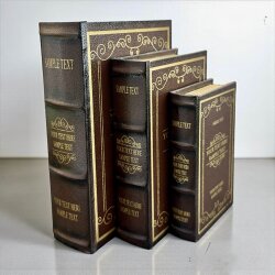 Regal Brown – Klasik Deri Kaplama 3’lü Kitap Kutu Seti - Dekor Arya