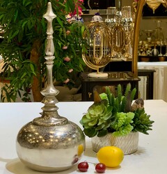 Gümüş Renk Uzun Kubbe Şekilli Dekoratif Obje  - Lamedore